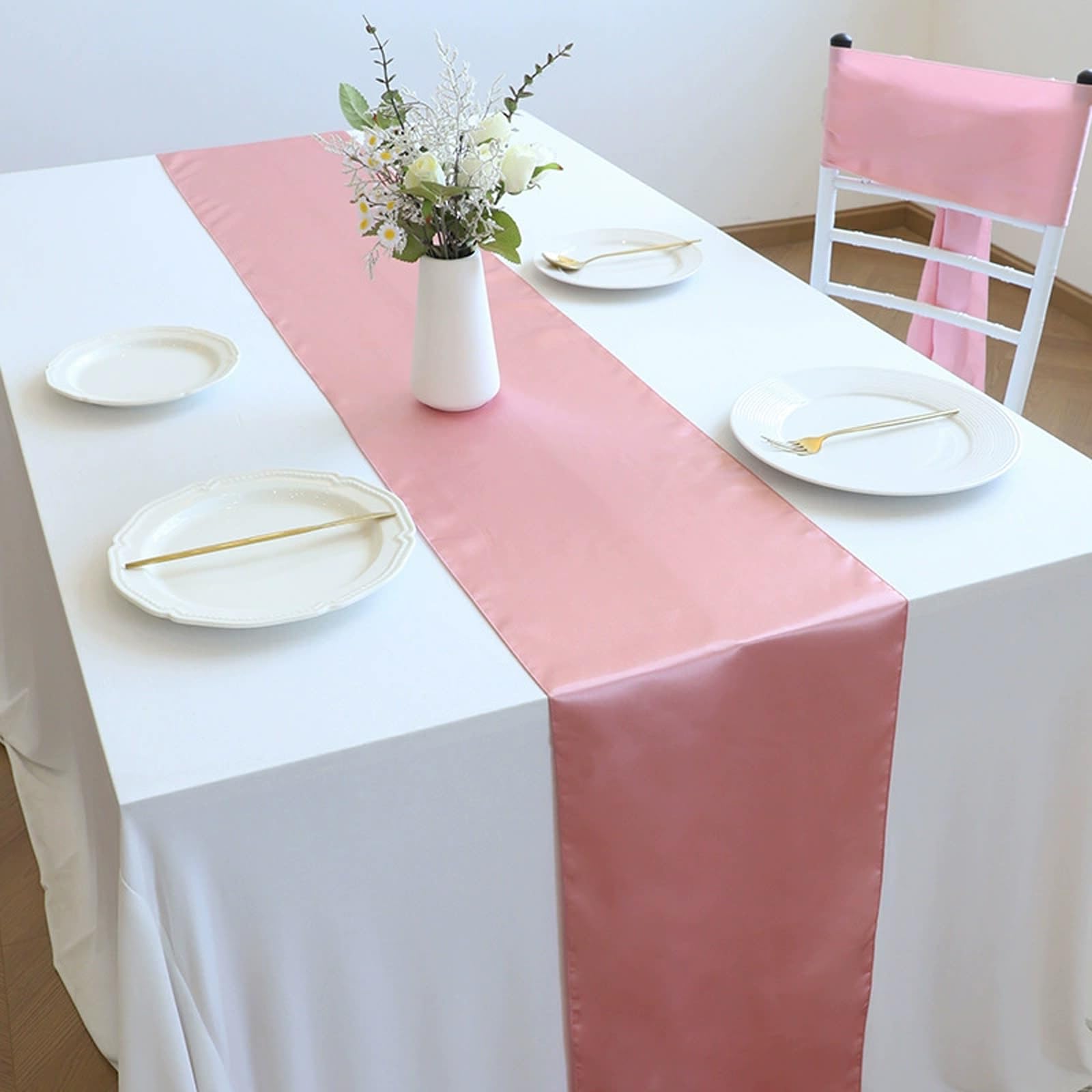 20 Packs Taupe Pink Table-runner 11.8*108.26in Long Bright Silky And Smooth Table Runners For Wedding Banquets Birthday Party