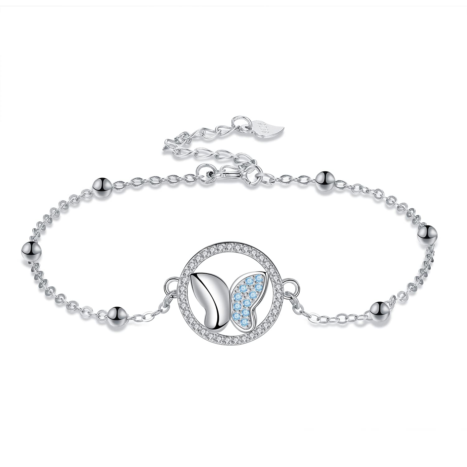 ArrebolPulsera Plata de Ley 925 para Mujer con Zirconia,Original Joyería Regalo para Mujer/Esposa/Hija/Novia,Ajustable(16+4cm)…