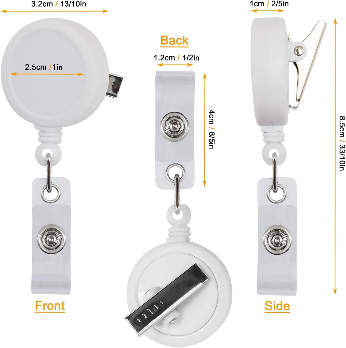 100 Pack Retractable ID Badge Holder Badge Reels with Swivel Alligator Clip Bulk Pack Badge Holders by Premium Badges
