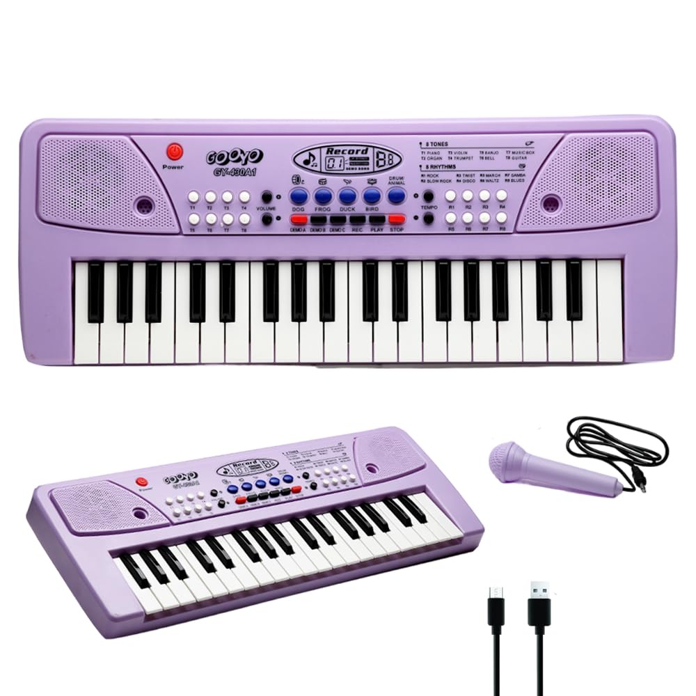 Gooyo GY-430CF Musical Piano Keyboard with Microphone | 37 Keys, 8 Rhythms, 8 Tones with 6 Demos & Song Record Feature | Dual Power Supply Source USB Cable (Included) & 3xAA Battery (Not Included) (B0C78H4585) Amazon Price History, Amazon Price Tracker