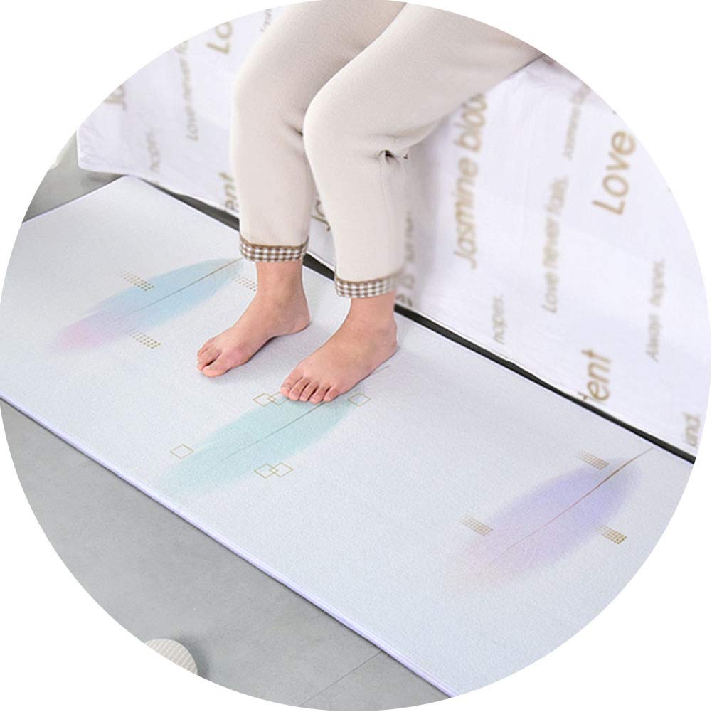 Kitchen Rug LXHONG Kitchen Carpet，Bath Rug Mat National Style Water Absorption High Color Fastness Blended Balcony, 4 Colors, 4 Sizes (Color : White, Size : 100x160cm)