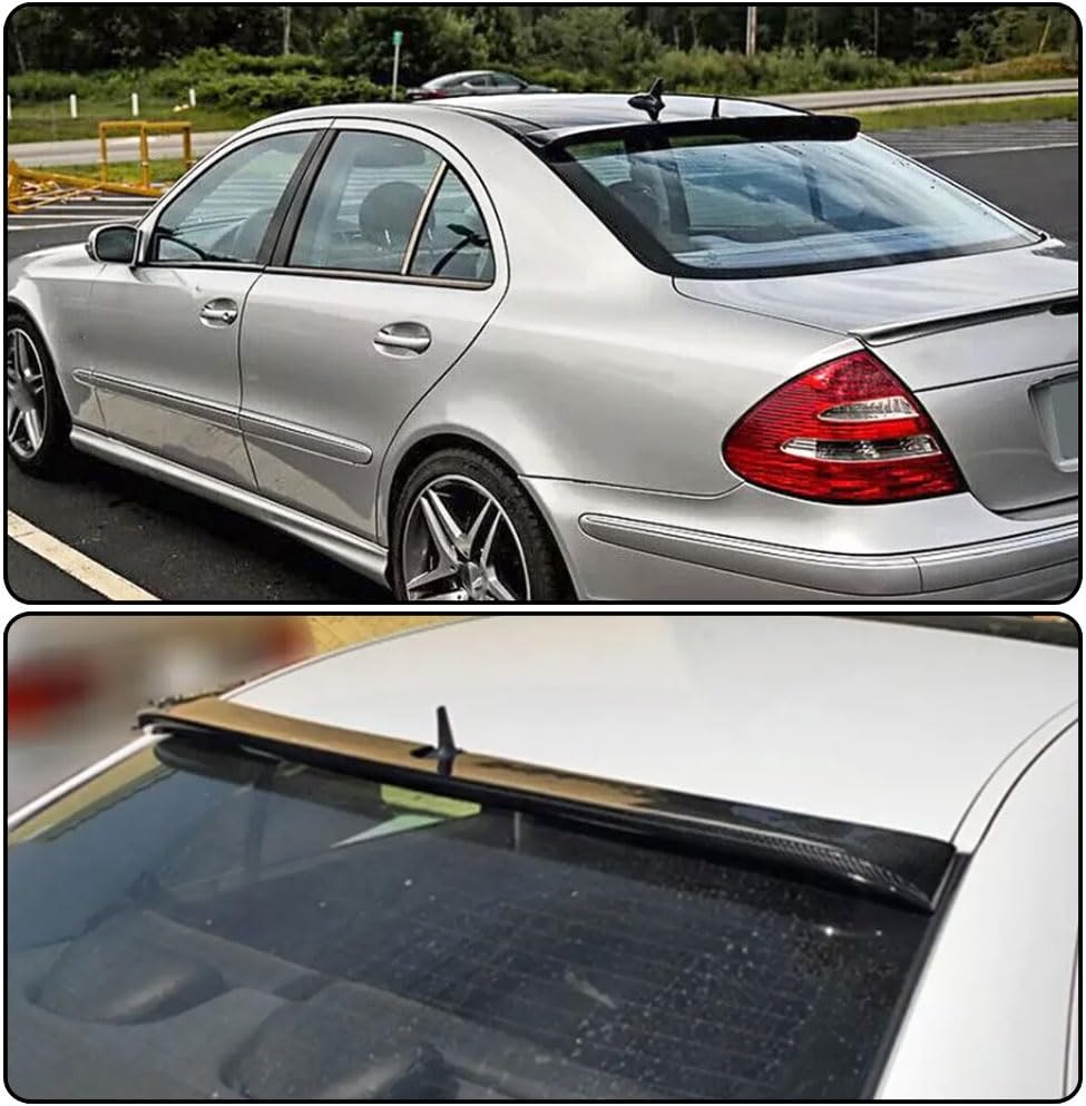 MCARCAR KIT Rear Spoiler fits Mercedes Benz E Class W211 E300 E350 E430 E500 E550 E55 E63 AMG Sedan 2002-2006 Customized Carbon Fiber CF Roof Window Top Wing Lip