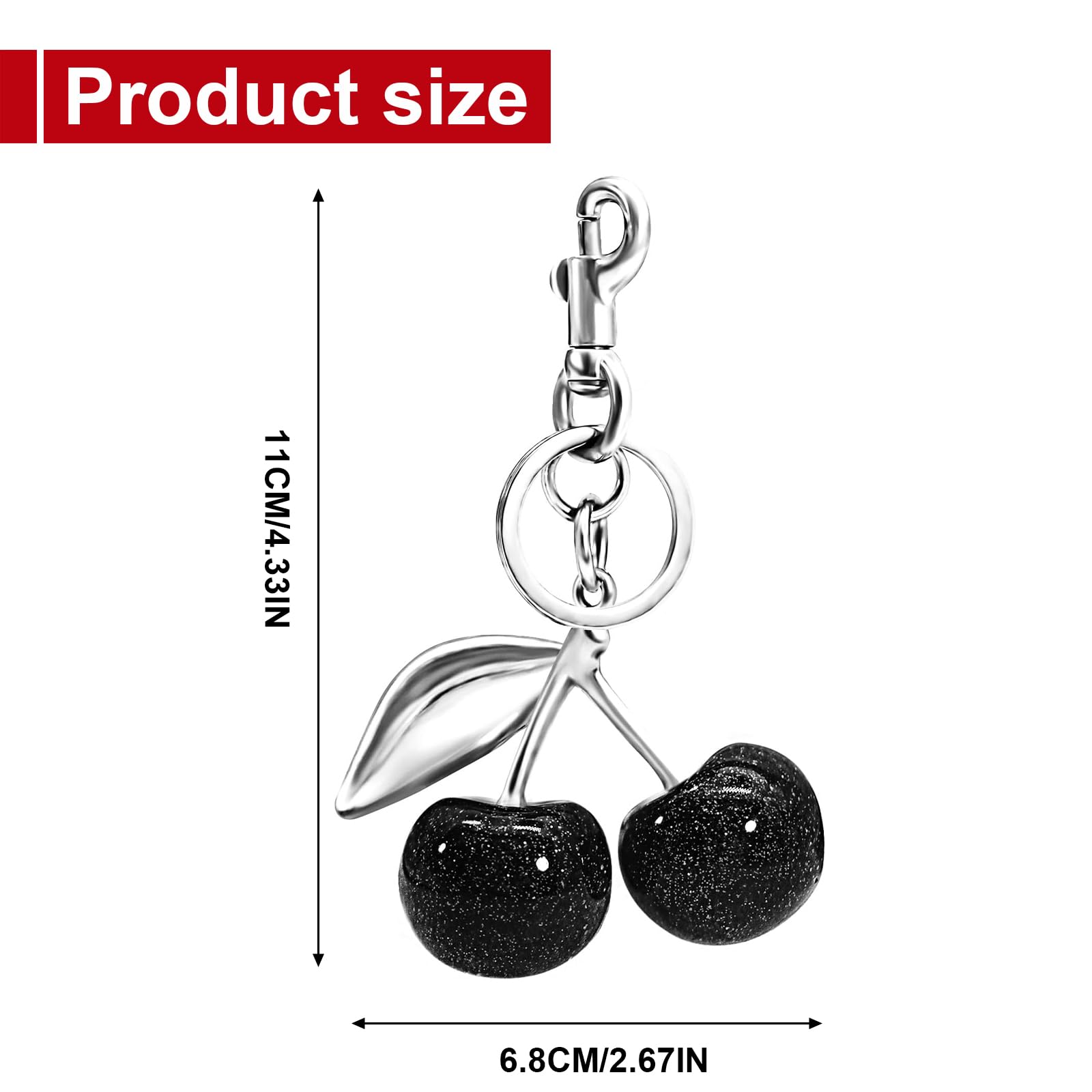Condition photo showing New/Like New for wanheart cherry bag charm for women, cute purse charm keychain, glossy resin fruit handbag accessory for bags and keys