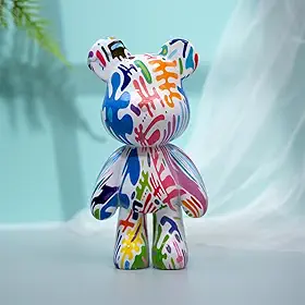 Estátua de urso para decoração de casa, decoração de escultura abstrata de animais para sala de estar, quarto, escritório na mesa, prateleira, armário (tipo E)