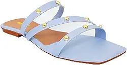 Sandália Rasteirinha Feminina, Material Sintético, Tiras Finas com Strass, Casual, Conforto para Uso Diário