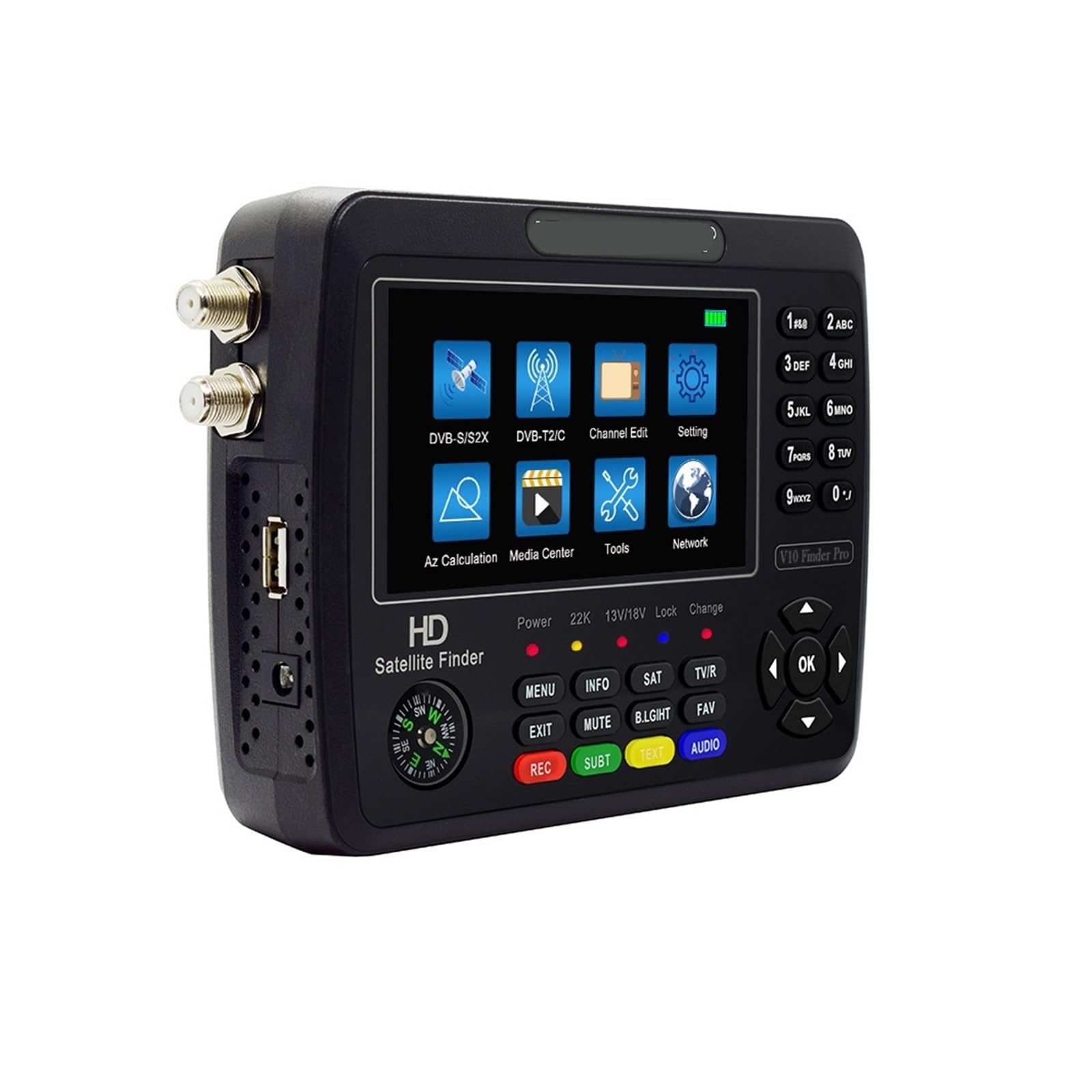 Buscador de SatéLite, V10 Finder Pro Medidor de TV satelital 4.3'' DVB-S/S2/S2X/T/T2/C/H.265+AHD(8MP) PK ST-5150 V8 Finder Pro 2