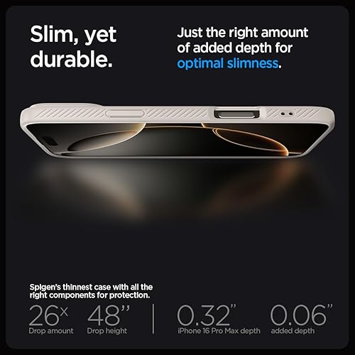 Vista 379 de Spigen Liquid Air - Funda diseñada para iPhone 13 Pro Max (2021), color negro mate