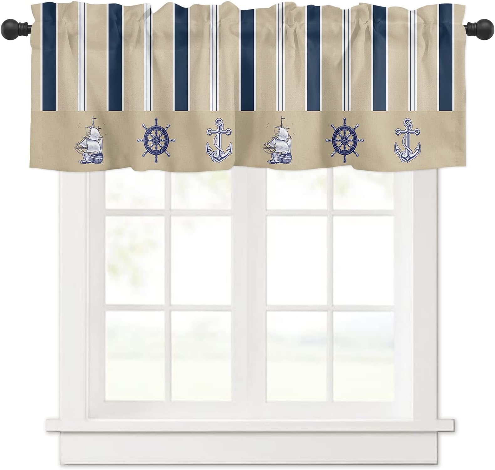 Lsrtoss Nautical Farmhouse Short Window Curtain Valances