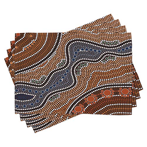 Lunarable SER_32486 Art Place Mats Set Of 4, Aboriginal Culture Inspired Abstract Nature Scene Native Australian Illustration cover