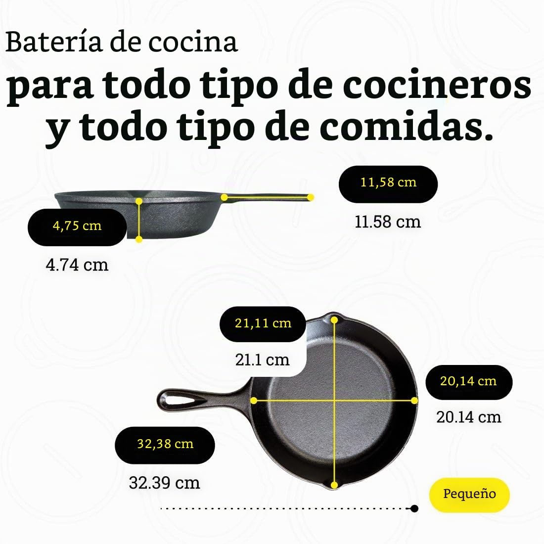 Lodge Juego de sartenes de hierro fundido presazonadas, el juego incluye sartén de 8 pulgadas, sartén de 10.25 pulgadas y sartén de 12 pulgadas, 3 piezas