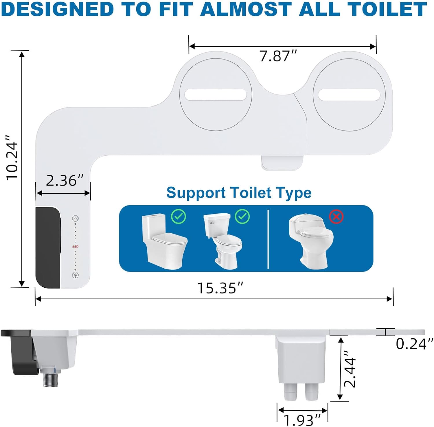 Bidet Attachment for Toilet, Dual Nozzle Cold Water Bidet with Black Lever Control, Non-Electric Bidet Attachment for Comfortable Feminine and Rear Cleansing - Image 6