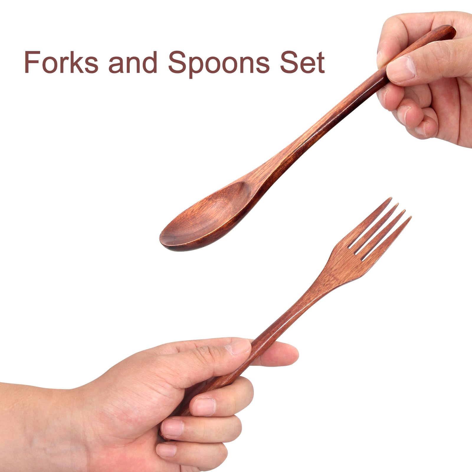 Wood Fork and Spoons for Eating Utensil Set of 12 Wooden Silverware Cutlery — Amazon image 7