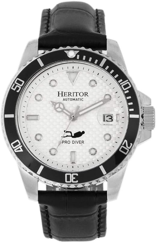 Amazon.com: Heritor Lucius Men's Automatic Black Genuine Leather Silver  Watch with Date HERHR7806 : Clothing, Shoes \u0026 Jewelry