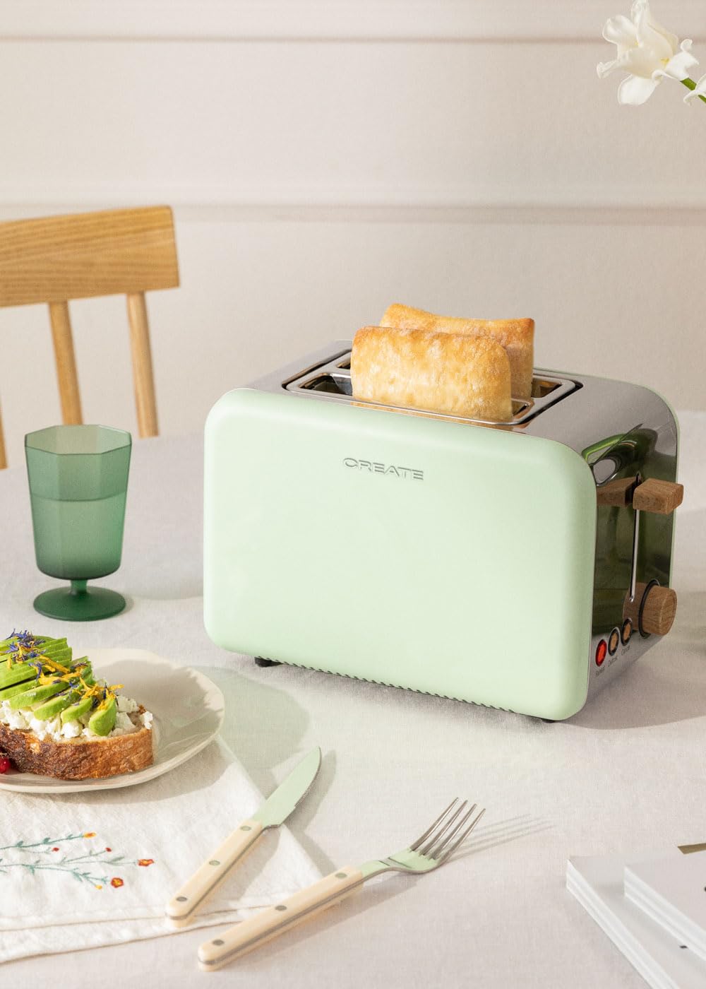 Toaster Pastellgrün mit Wasserkocher Pastellgrün 1L Retro Set