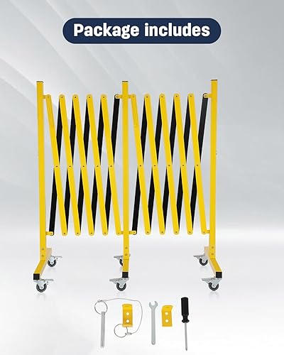 Miniatura 3 de FAHKNS Barricada industrial expandible con ruedas de 16.4 pies de largo, puerta de tráfico de metal retráctil, barrera de seguridad portátil para