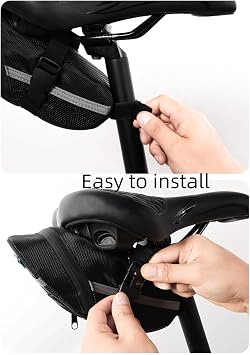 Waterproof Saddle Bag-Reflective Accessories Storage Cycling Seat Bag-Black