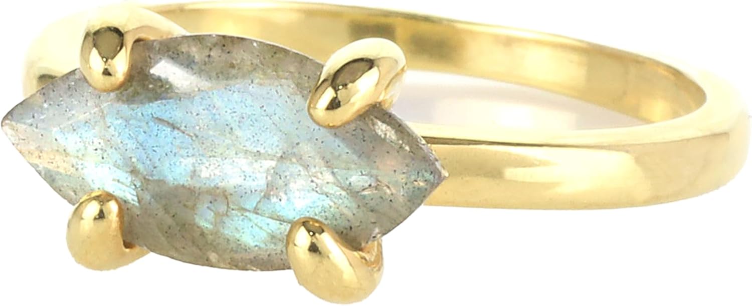 Delicate Stackable Labradorite Ring - 14K Gold-Filled Handmade Cocktail Ring for Women - Perfect for Any Occasion - Sizes 3-11 - with Box