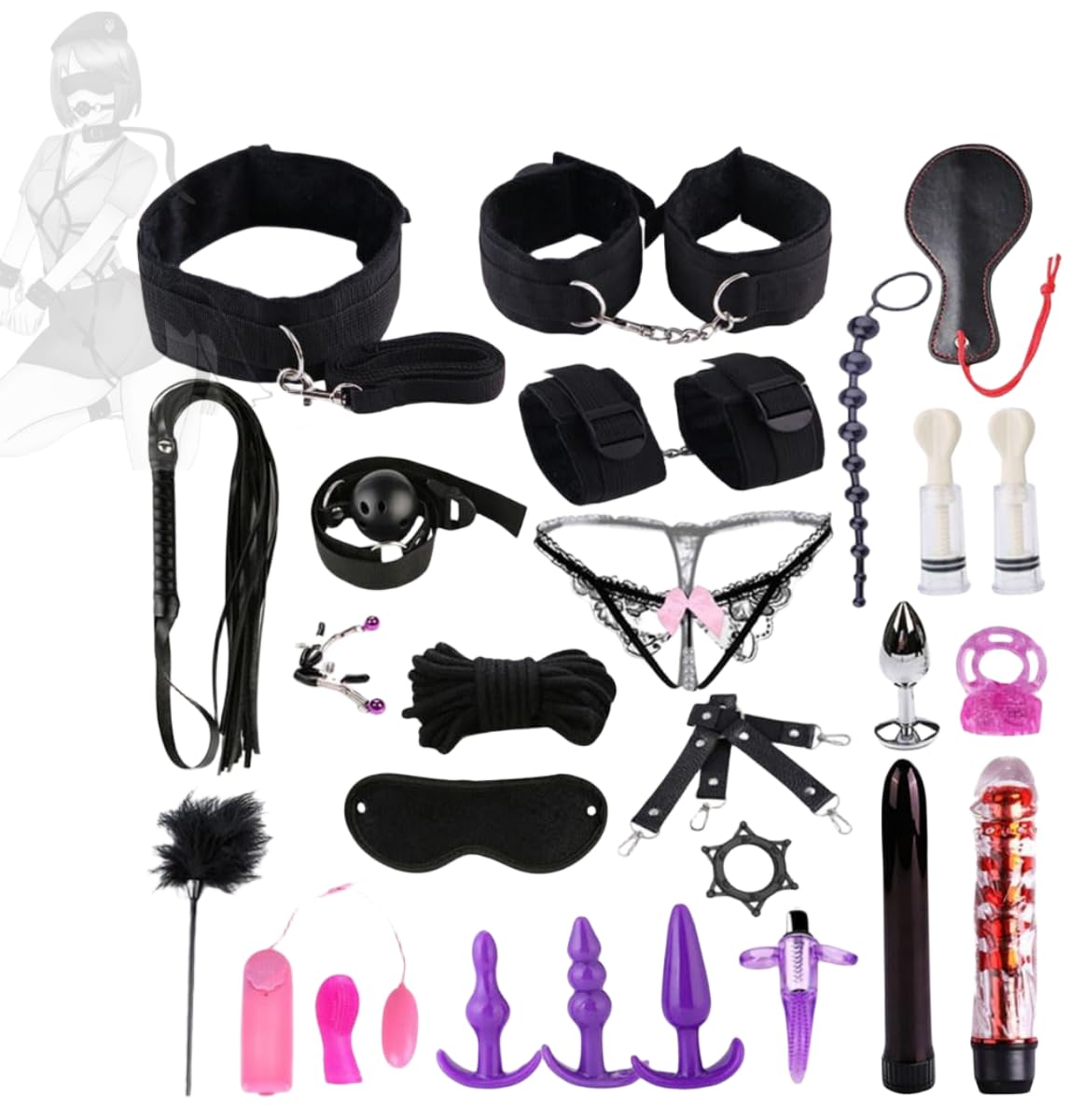 Un set di allenamento multifunzionale in nylon con 25 strumenti di fitness per coppie.