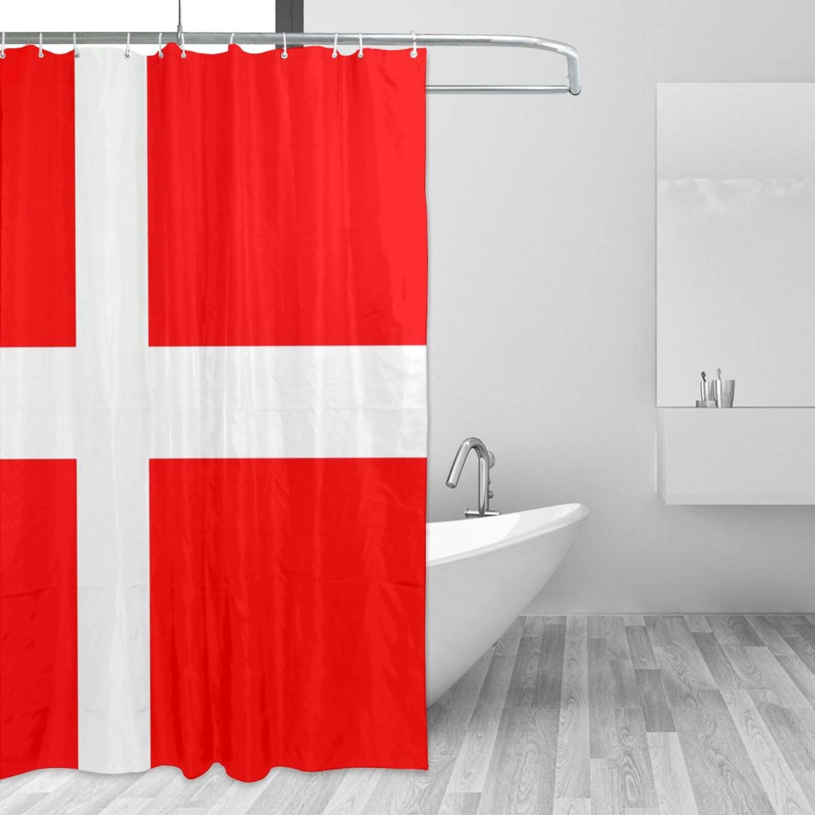 Rideau de douche imperméable anti-éclaboussures 183 cm motif Danemark pour douche au sec