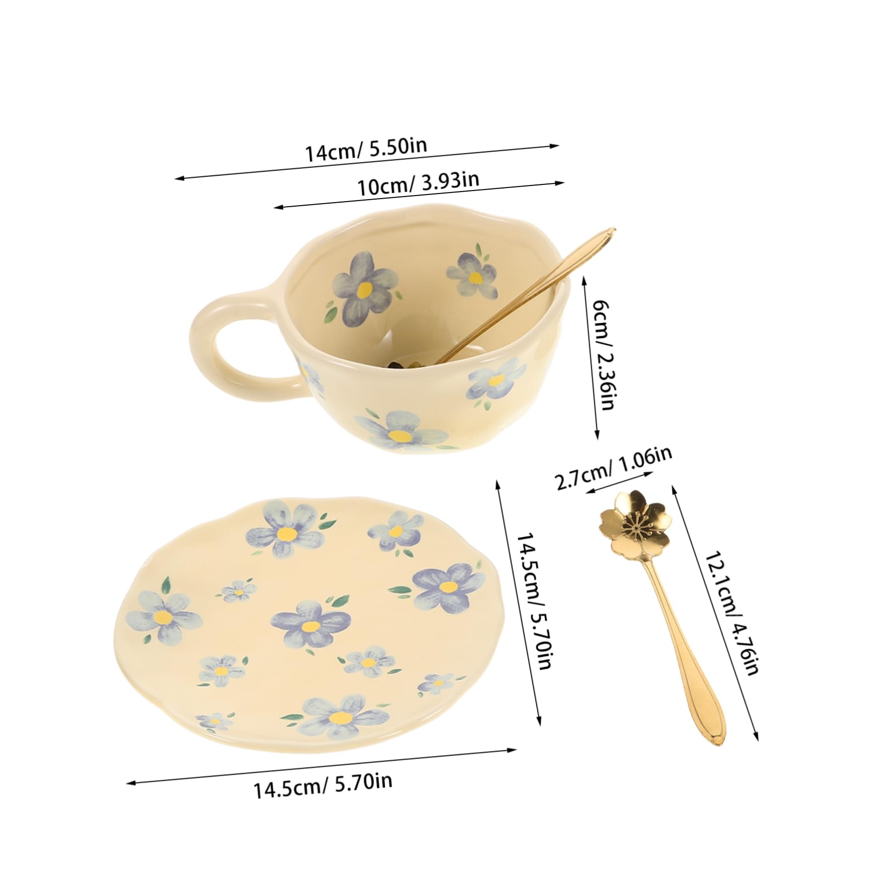 1set Tasse à Café Créative en Porcelaine Fine avec Soucoupe et Cuillère Design Unique et Facile D'entretien pour Bureau Cuisine