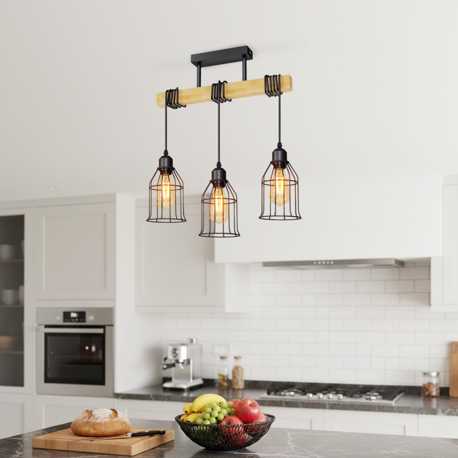 LVWIT Lampara de Techo Colgante Negro, Lamparas Colgantes de Techo Salon,Lámpara de Techo Vintage, Lámparas Colgantes con 4 Luces E14,Ideal para Cocina,Comedor,Dormitorio,Bar,Restaurante(Sin Bombills) — view 15