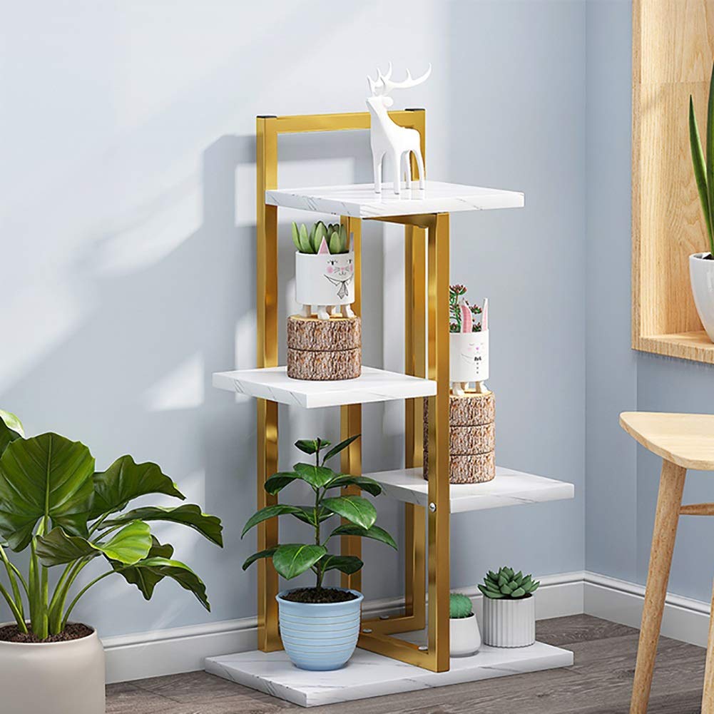 SnamicE Indoor Plant Stand Plant Stands Indoor Outdoor Flower Pot Holder Plant Pot Stand for Balcony Corridor Garden Terrace Multifunctional,Gold-69cm