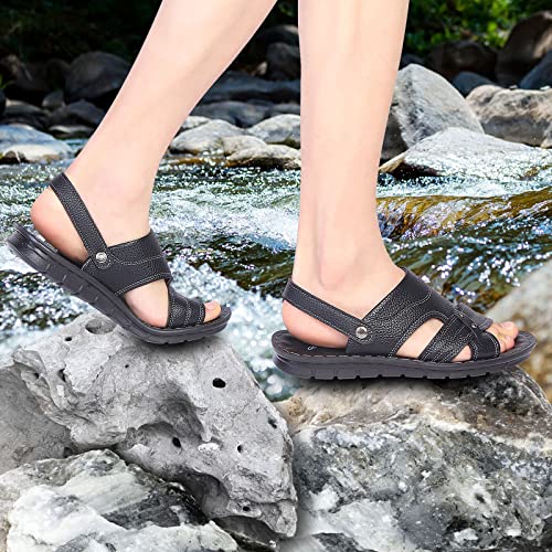 Men's Two Wear Buckle Strap Casual Open Toe Flat Soft Bottom Breathable Shoes ls Men Shoes Black 432