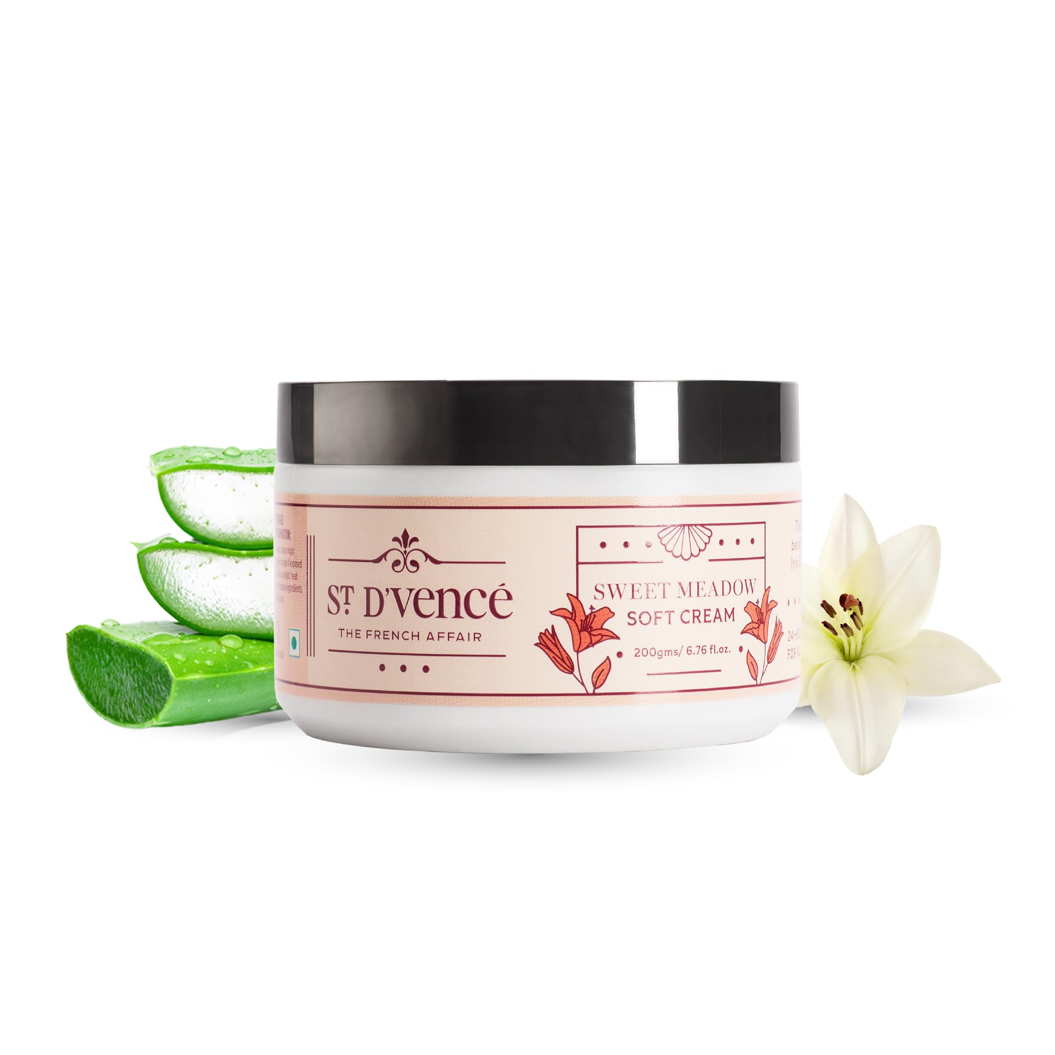 St. D'vence Sweet Meadow Soft Cream- 24hr of Intense Moisturization | Non Greasy | Lightweight | Paraben & Mineral Oil Free, 200 gm