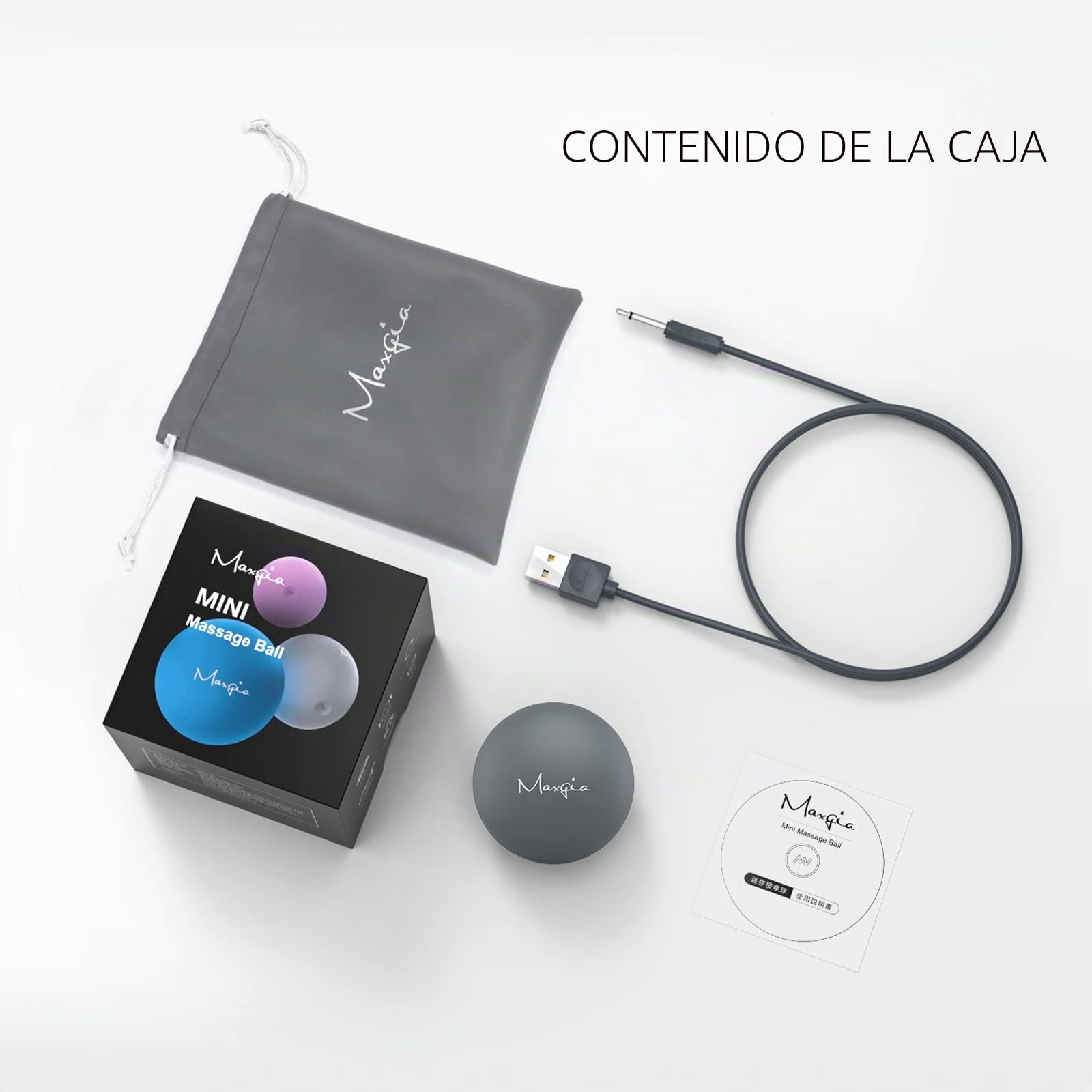 Mini bola de masaje de 2 pulgadas, bola de masaje vibratoria de 5 velocidades para palma, mano, pie, pierna, cuello, espalda, punto de activación, bola de terapia muscular para liberación