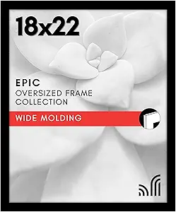 Americanflat 18x22 Picture Frame with Polished Plexiglass - Black Picture Frame - Wide Photo Frames Made of Engineered Wood for Vertical or Horizontal Wall Display - Epic Collection - Black