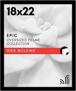 Americanflat 18x22 Picture Frame with Polished Plexiglass - Black Picture Frame - Wide Photo Frames Made of Engineered Wood for Vertical or Horizontal Wall Display - Epic Collection - Black