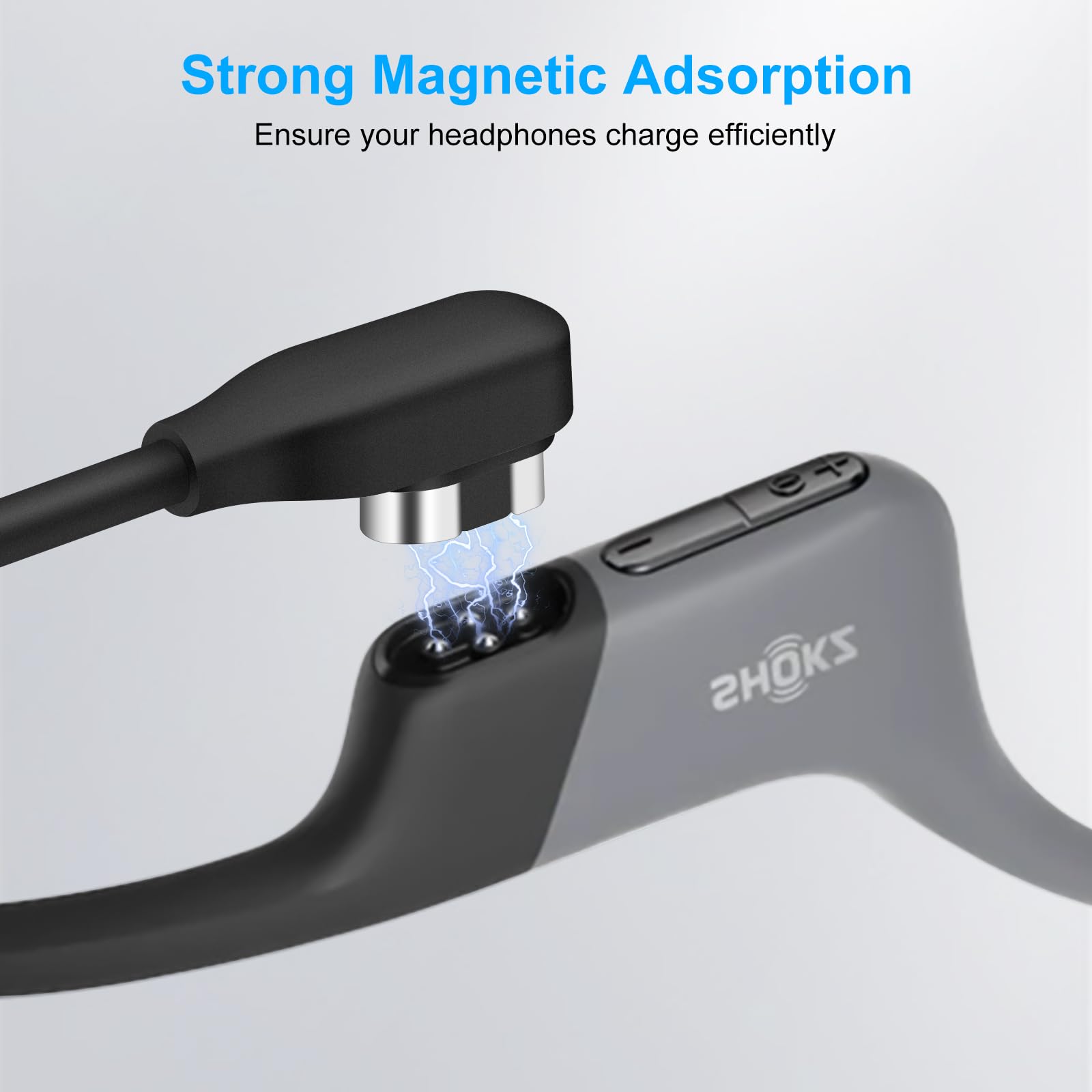 Kabel do ładowania do SHOKZ OpenSwim Pro S710 (2 sztuki), magnetyczny przewód ładowarki USB-A do słuchawek OpenSwim Pro z przewodnictwem kostnym, zamiennik ładowania, 1 m