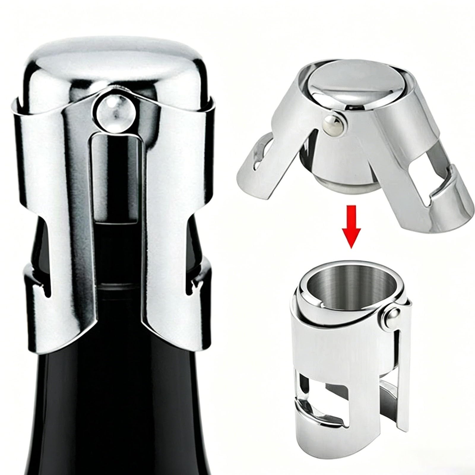 LATRAT Korki do szampana/wina ze stali nierdzewnej, korki do szampana, cava, prosecco i wina musującego, korki do szampańskiego strażnika bąbelkowego