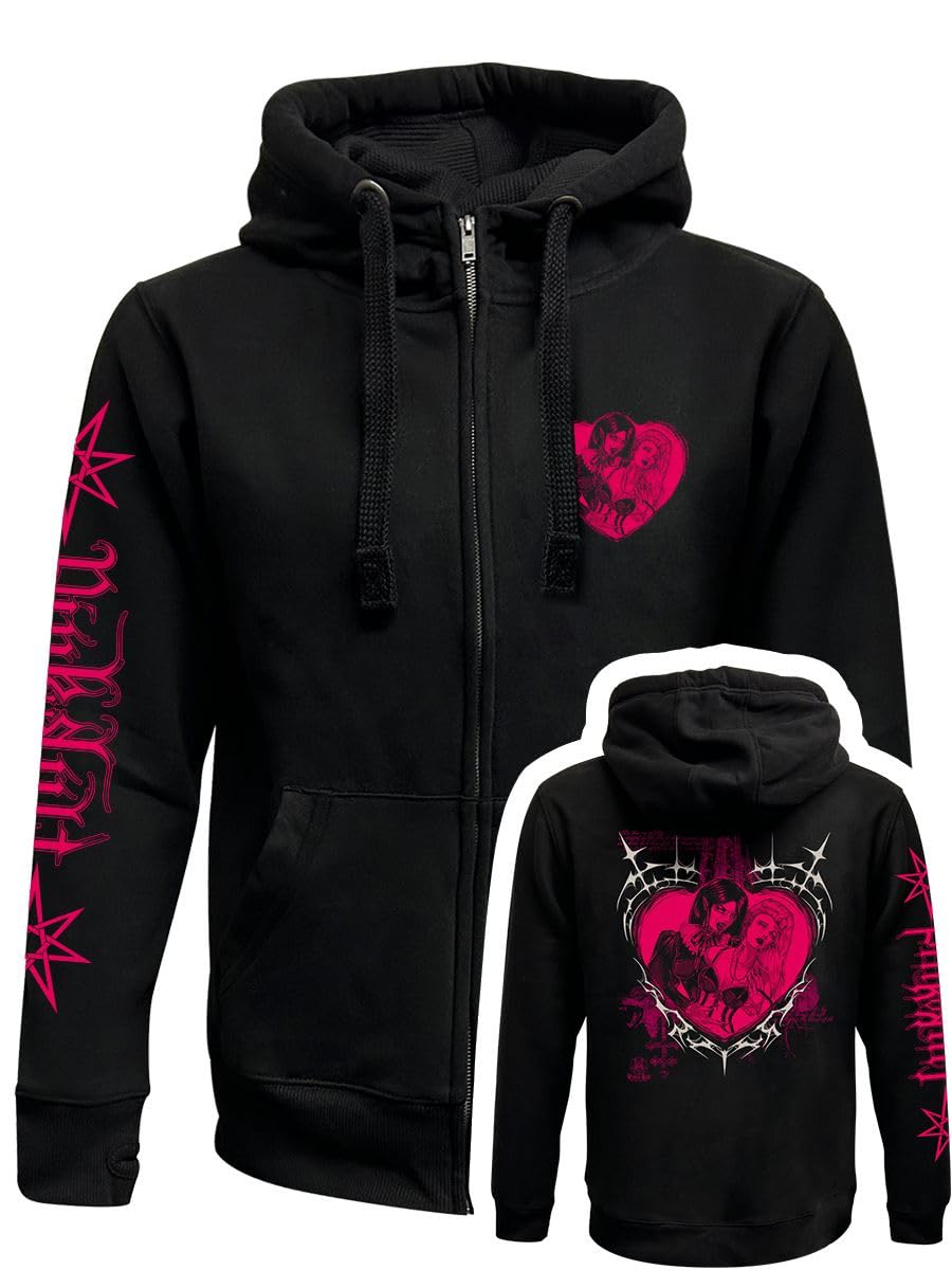 Pinku Kult Men's Black True Love Zipped Premium Hoodie Sweatshirt