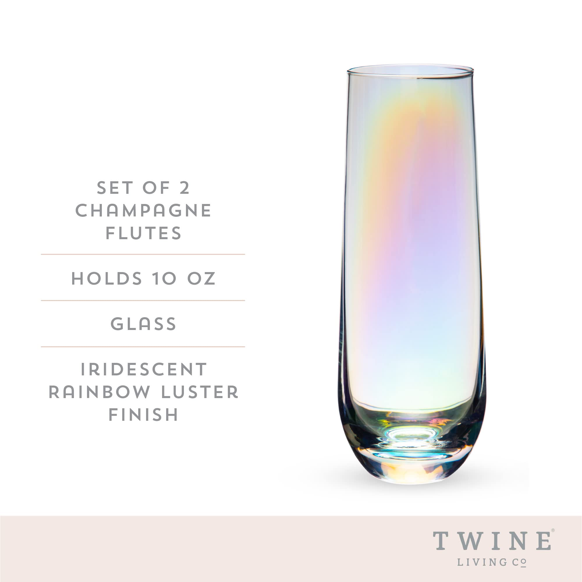 Amazon Com Twine Luster Stemless Champagne Glasses Set Of 2 10 Oz Rainbow Finish Champagne Flutes Everything Else