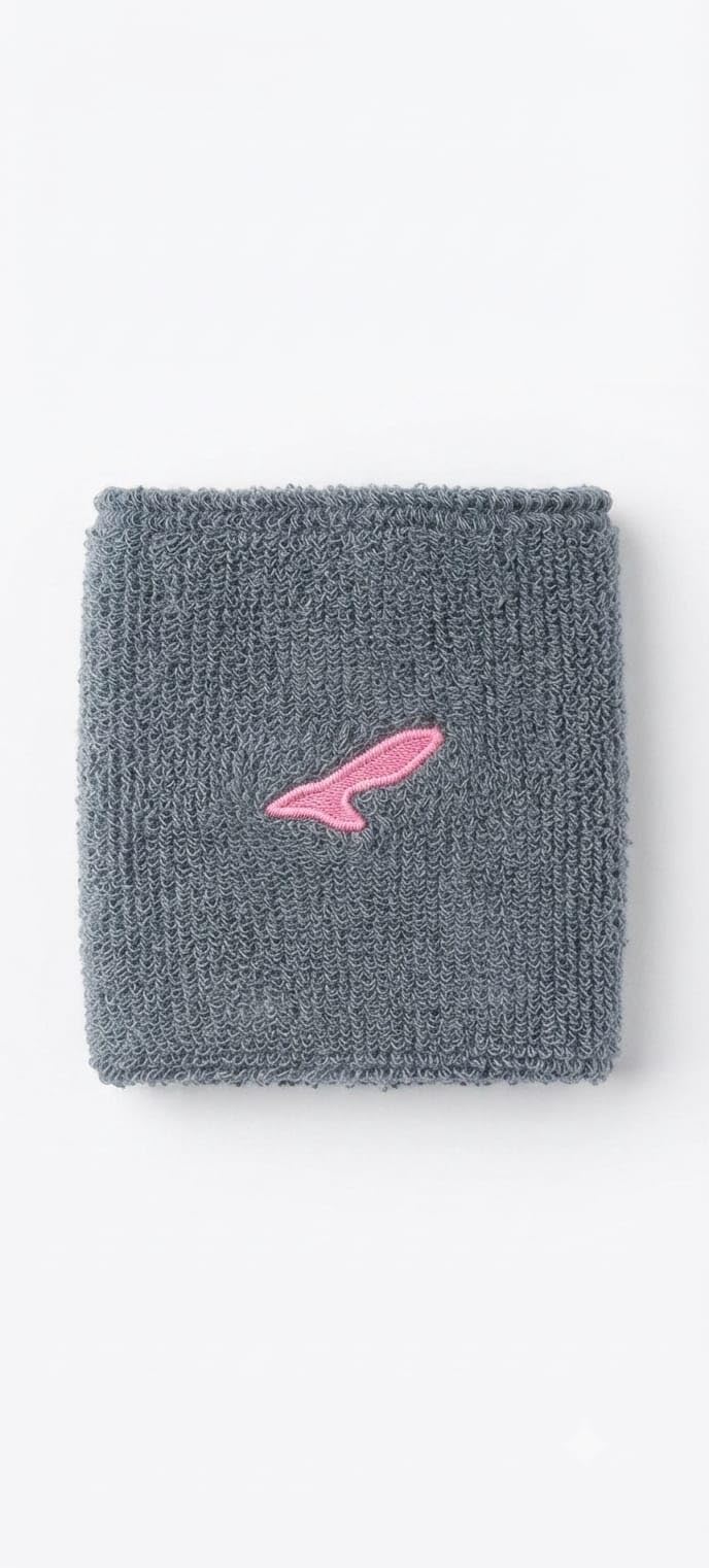Grey Terry Cloth Sweatband Wristband with Pink Embroidered Logo | Sweat Absorption, Sports Wristband, Terry Cloth Fabric, Embroidered Logo, Unisex Design-image-14