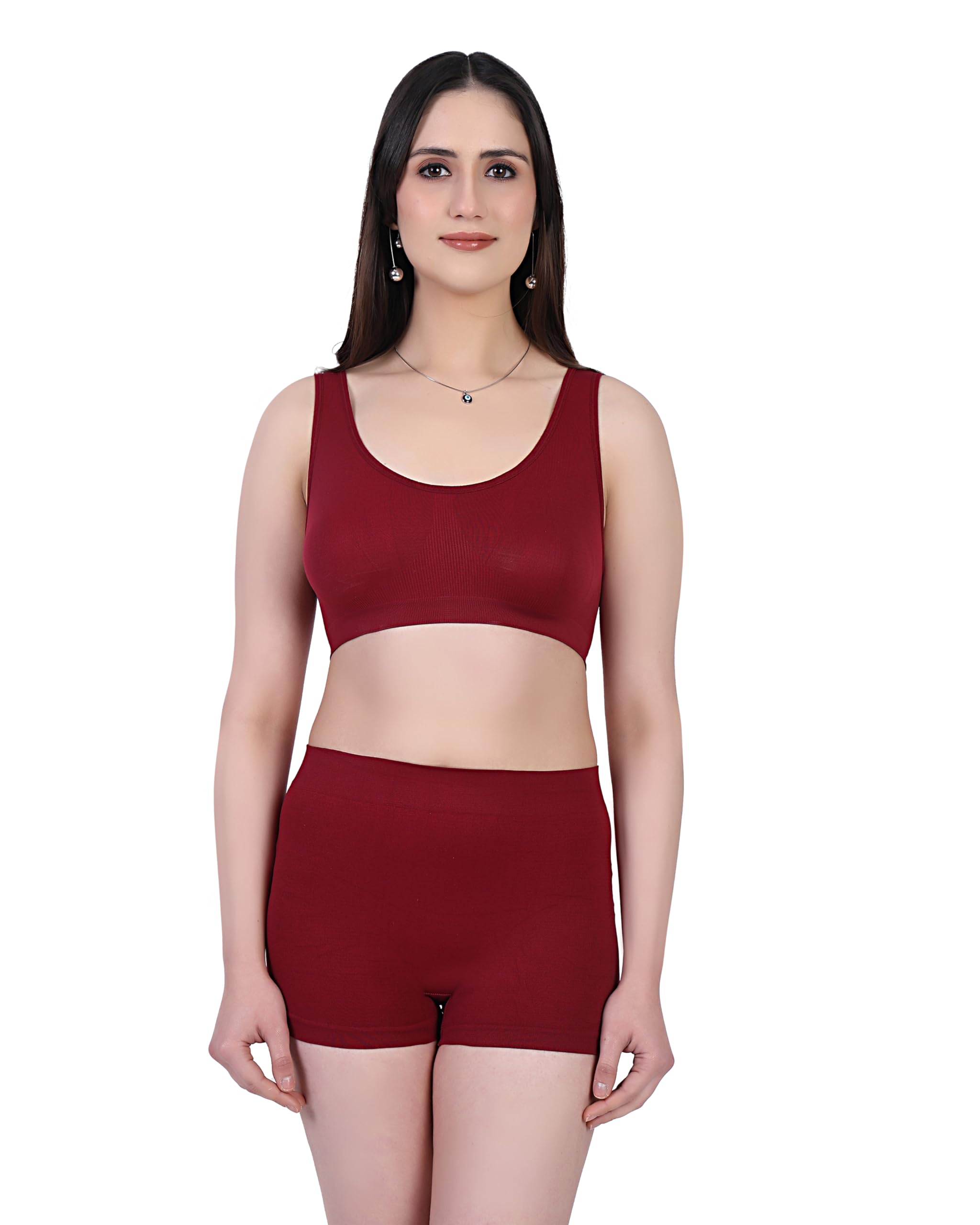 Women’s Seamless Non-Padded Sports Bra & Boyshort Panty Set-picture-38