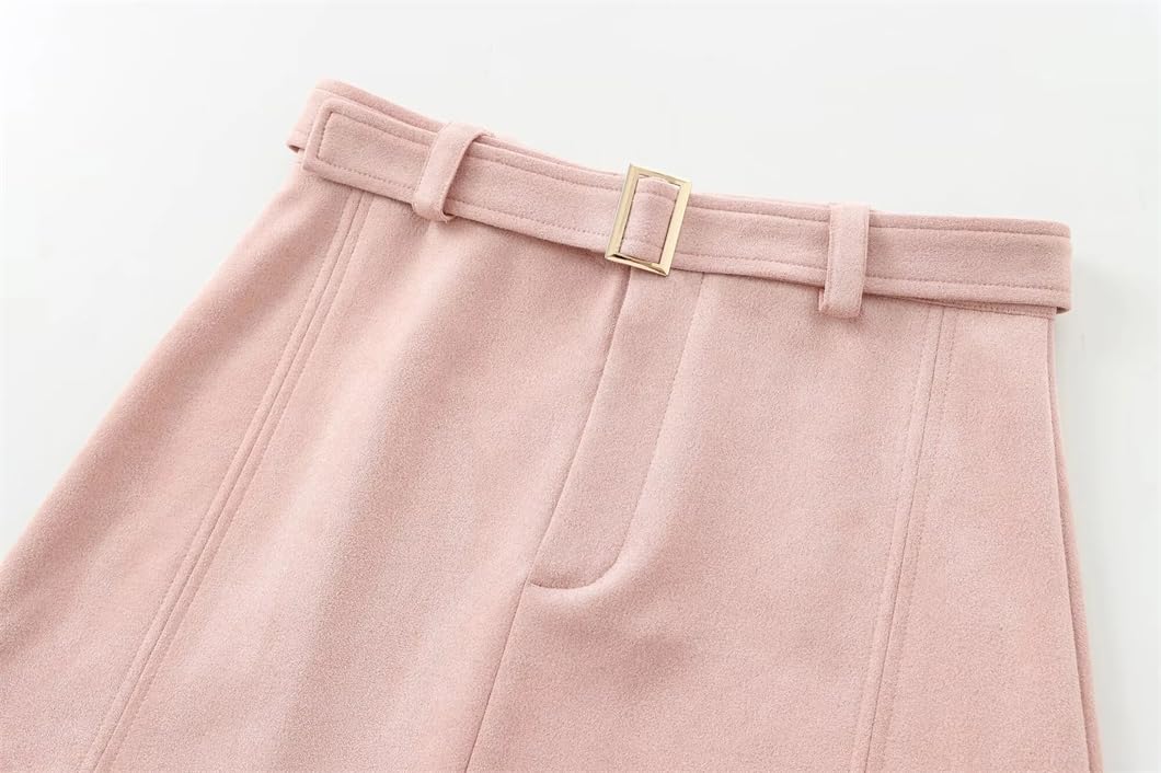 Minifalda para mujer con cinturón, ropa de oficina, cintura alta, falda acampanada, falda de golf sólida