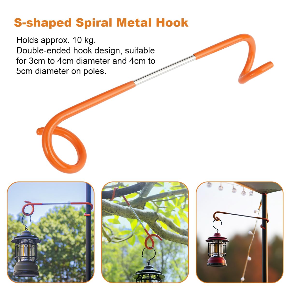 Crochets Suspension Camping - Lot De 3 En Acier Inoxydable Pour Lanternes Et Équipement