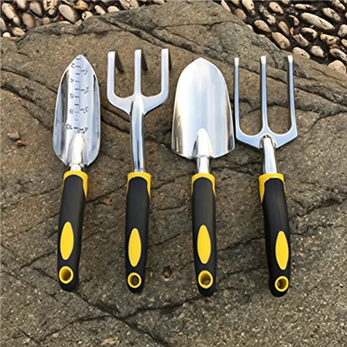 BeiLan Gardening Tools Set, 4 Piece Garden Tools for Trowel, Transplanter, Cultivator, Weeding Fork Digging Weeding Loosening Soil Aerating Transplanting