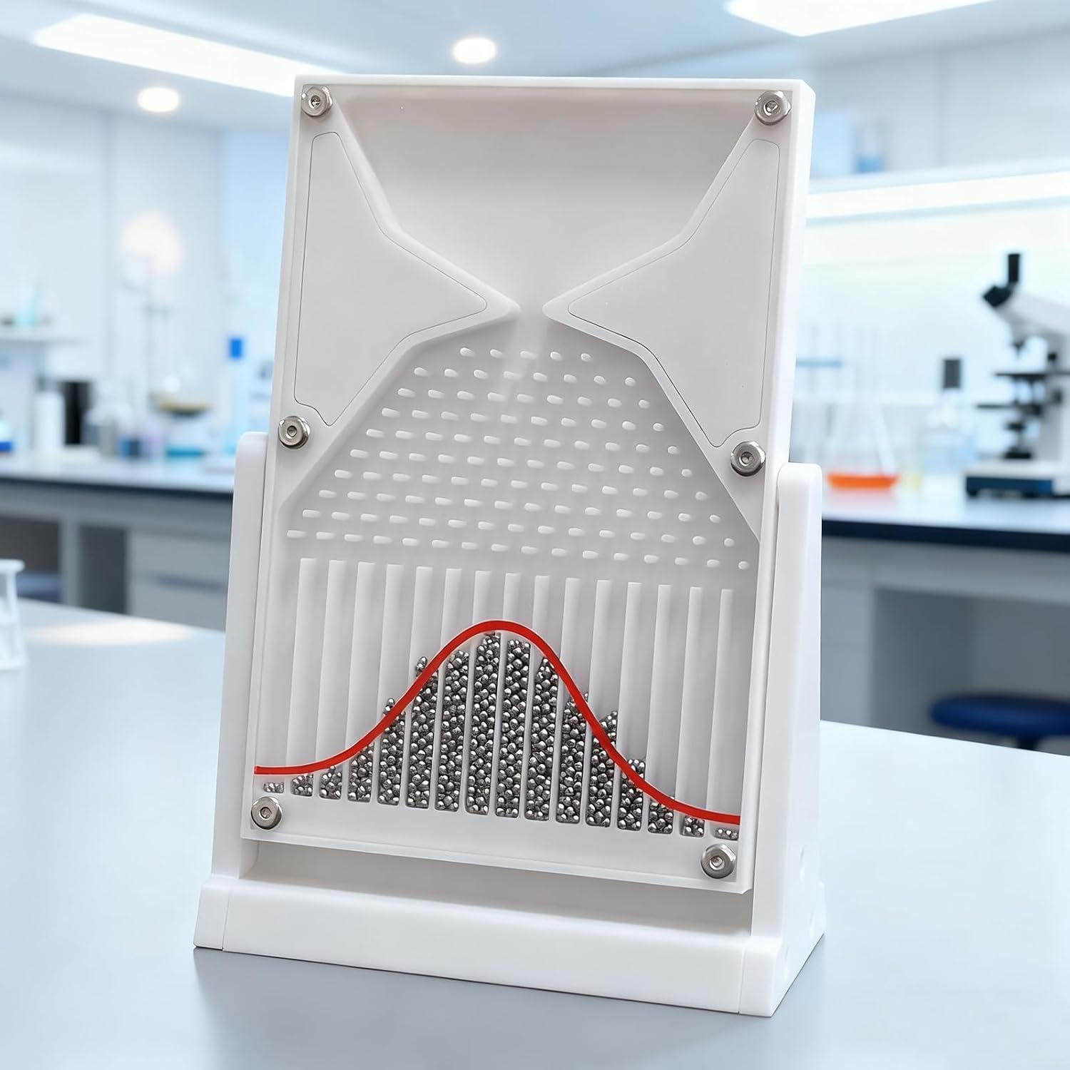 HKFGSHOP Galton Board 12×18cm, Normal Distribution Demonstrator with Bell Curve, Acrylic Physics Lab Teaching Tool, Effective Statistical Law Demonstration, for Stress Relief, Education