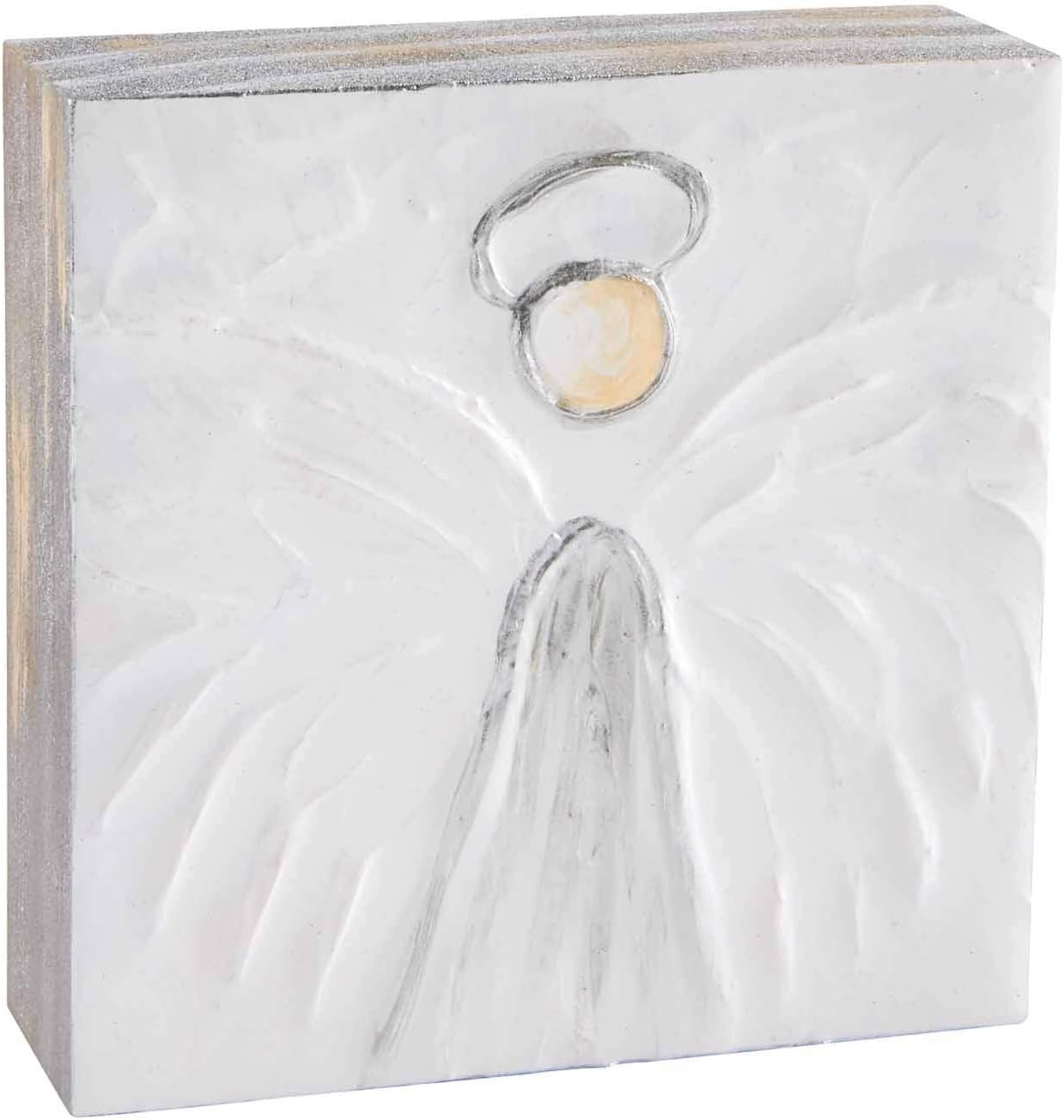 Mud Pie Angel Block Art (Small), White
