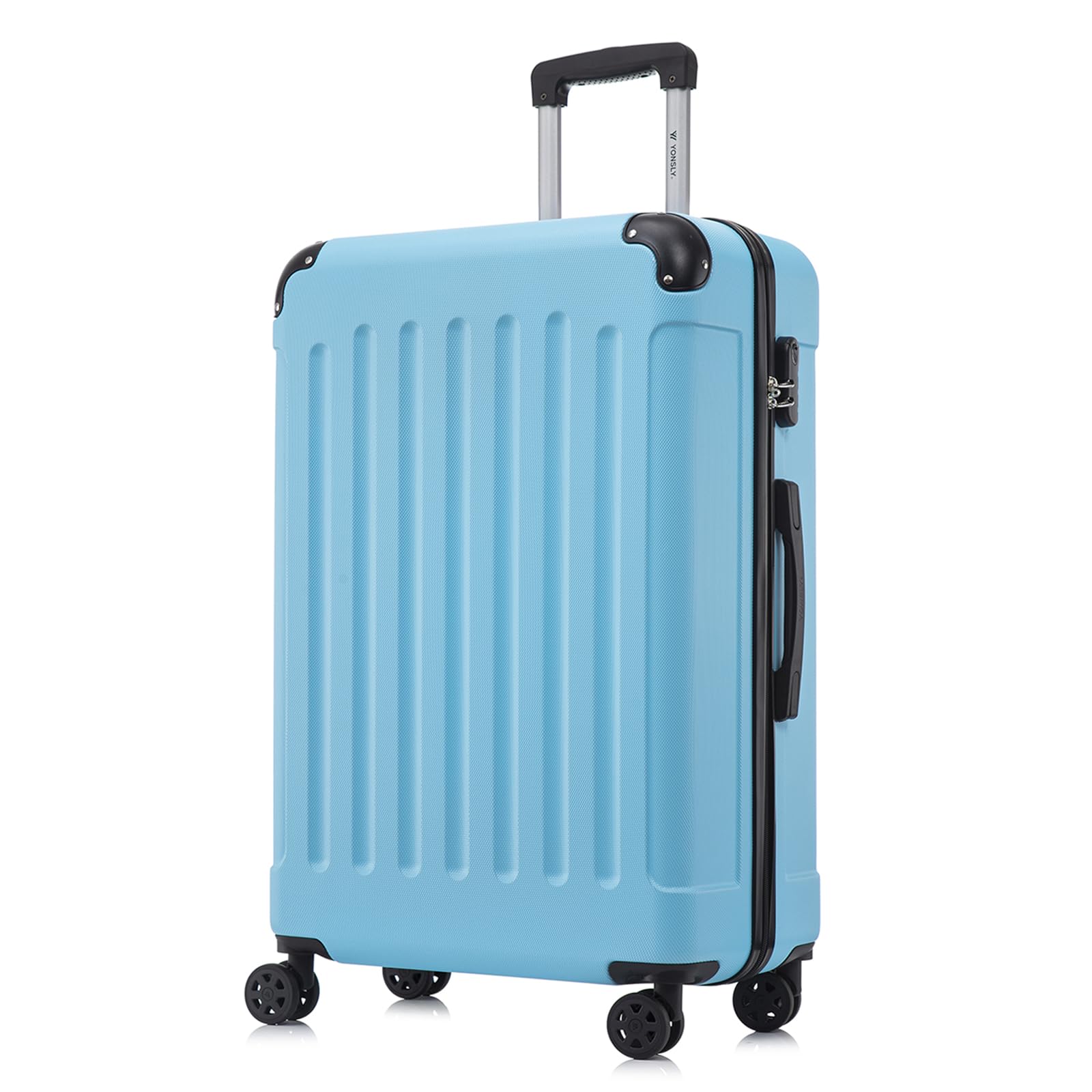 yonsly Koffer Suitcase, Trolley Reisekoffer, Rollkoffer Handgepäck mit 4 Rollen 360°, ABS Hartschalen, Sicherheitsschloss, Weicher Gummigriff, 210D-Futter