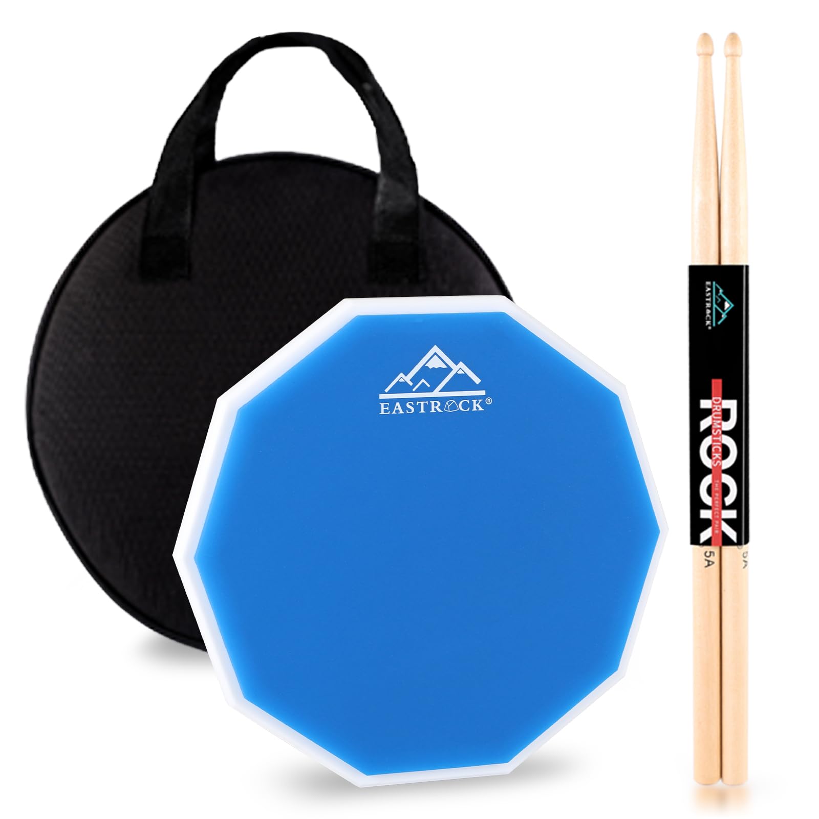 12 Inches Practice Drum Pad Double Sided Silent Drum Pad, White+Blue