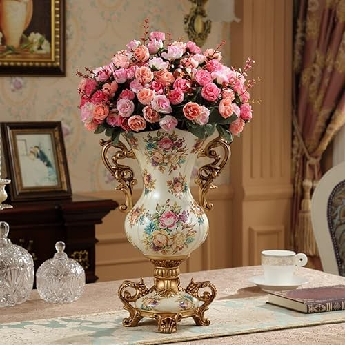 Miniatura 2 de Jarrón grande de resina retro de estilo europeo para sala de estar, comedor, centro de mesa, dormitorio, oficina, hotel, decoración del hogar,