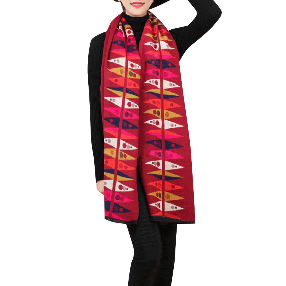 Warm Fashion Long Rhombus Painting Scarves Cashmere Feel Pashmina Neck Wrap Lattice Scarf Headwear