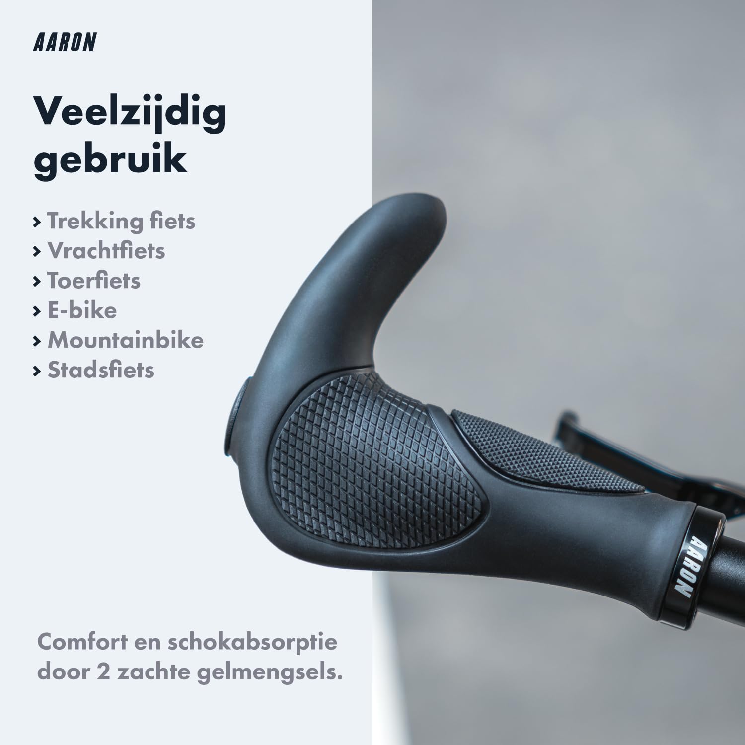 Aaron Horn - stuurgrepen met geldemping - ergonomische stuurhoorns van antislip rubber - fietsgrepen voor e-bike, trekkingfiets, mountainbike, toerfiets in geel