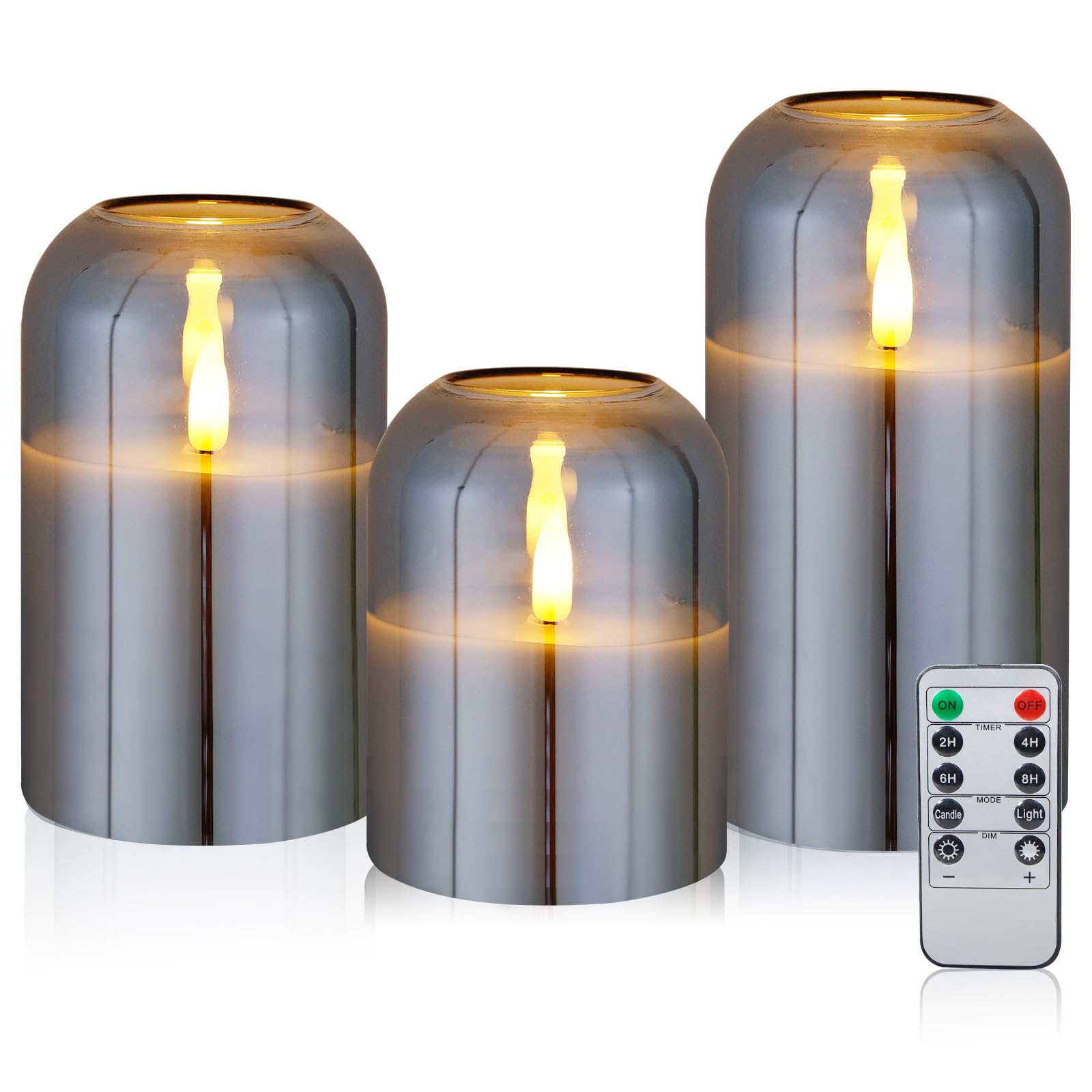 CCLIFE CushHom zestaw świec LED, 3 sztuki, z pilotem zdalnego sterowania, funkcja timera, 300 godzin, migocząca parafina, prawdziwy wosk, bezpłomieniowa, zasilanie bateryjne