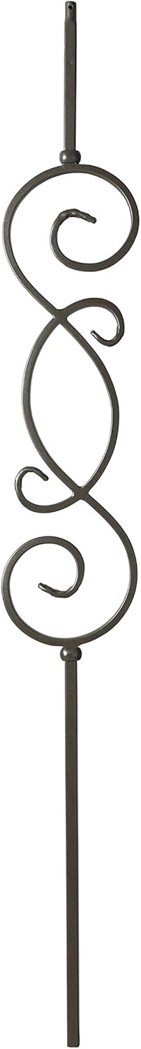 T57 - Iron Balusters - S Scroll V2 - Hollow - 44 X 1/2 Square - Box of 5 (Pewter Gray)
