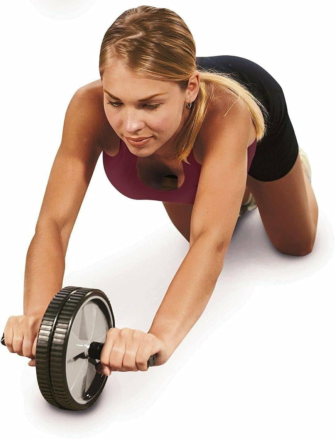 Spancare (Silver and Black), Wheel Roller Abdominal Workout for Exercise and Knee Mat